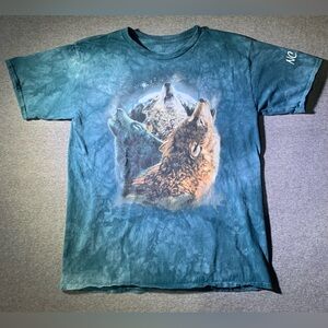 Wolf Shirt Large By The Mountain Tie Dye Howling At the Moon